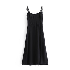 High Split Black Midi Dress