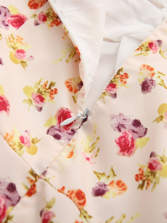 Sweetheart Floral Puff Sleeve Mini Dress