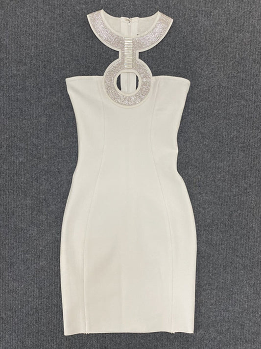 Backless Halter Sequin Mini Dress Sparkly Evening Dress