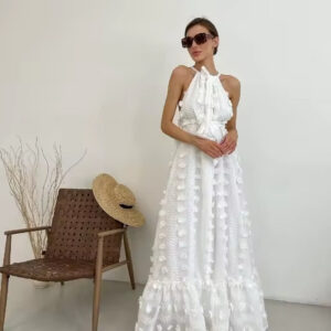 3D Floral Open Back Dress for Spring/Summer Fashion