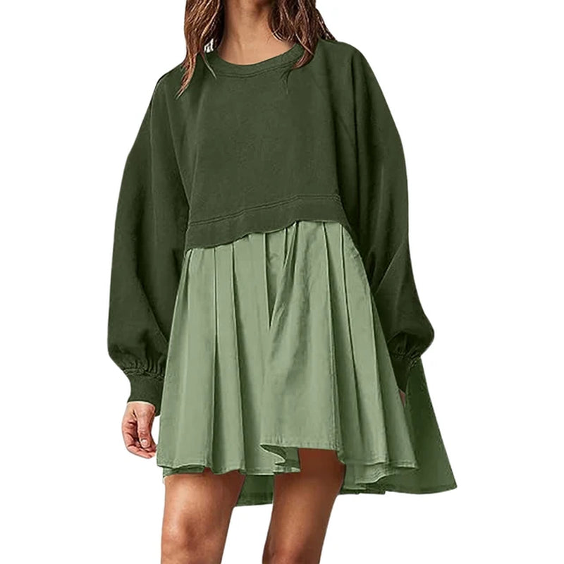 Asymmetrical Hem Oversized Sweatshirt Dress for Daily Style