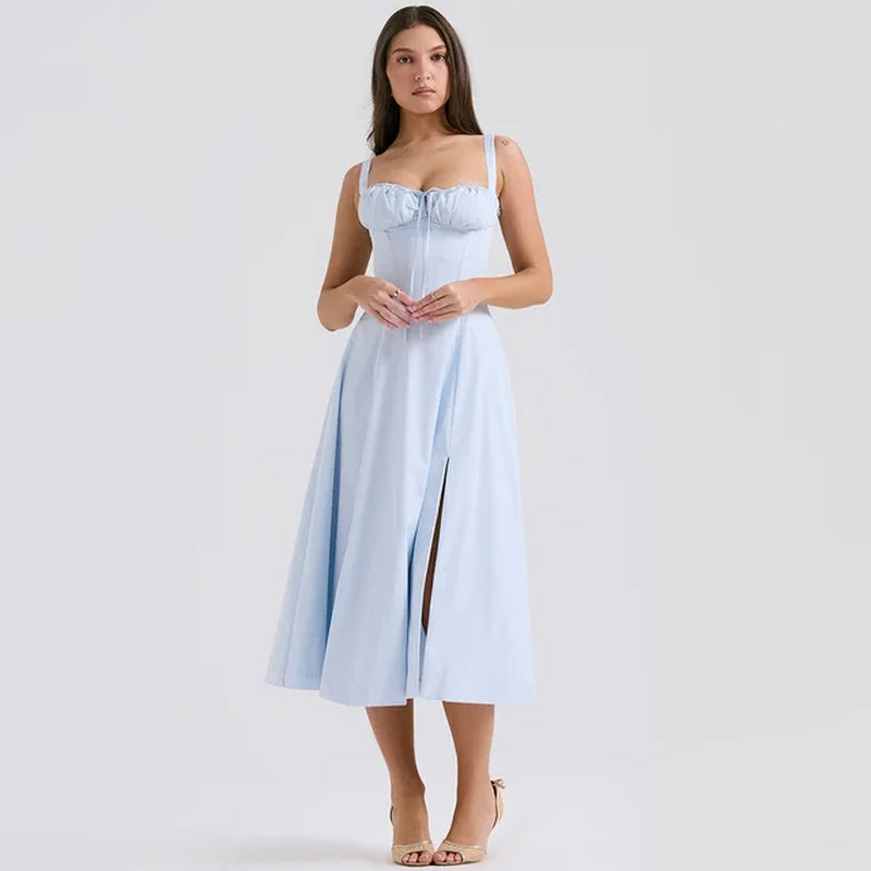 Backless Floral Mid-Length Camisole Dress for Women