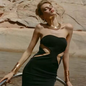 Backless Hollow Out Mini Dress for Evening Parties