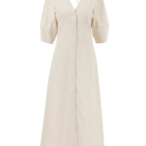 Backless Puff Sleeve Midi Dress for Summer Events