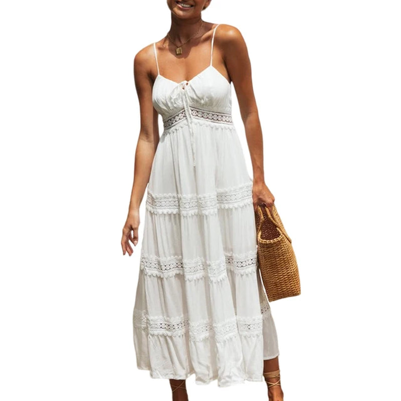 Bohemian Spaghetti Strap Loose Fit Beach Dress for Women
