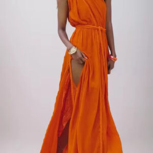 Bohemian Summer Maxi Dress with Braid Belt for Women