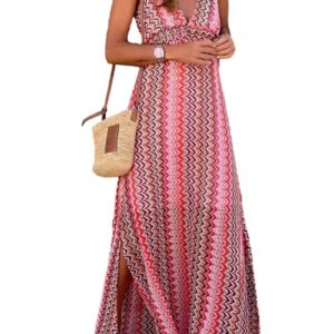 Bohemian V-Neck Split Maxi Dress for Summer
