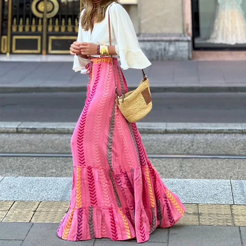 Boho High Waist Cape Skirt for Summer Beachwear