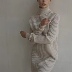 Casual Loose Long Sleeve Turtleneck Sweater Dress for Women
