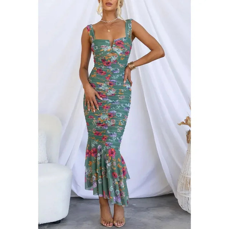 Casual Print Zipper Dress for Spring/Summer Holidays