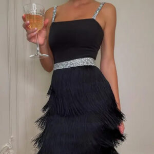 Celebrity Style Sling Fringe Dress for Stylish Dates