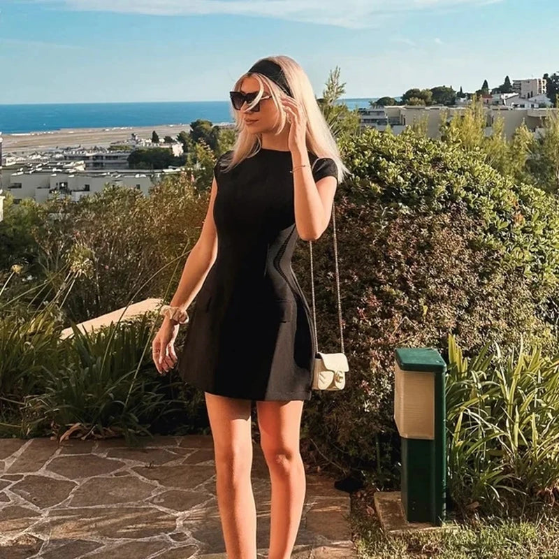 Chic A-Line Mini Dress with Pockets for Summer