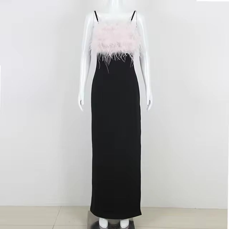 Chic Black Backless Lace-Up Maxi Dress for Parties