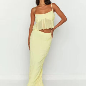 Chic Chiffon Two-Piece Suspender Skirt Fashion Set