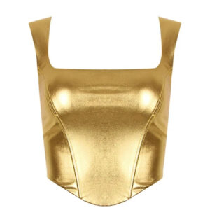 Chic Gold Corset Crop Top for Women - Summer Style