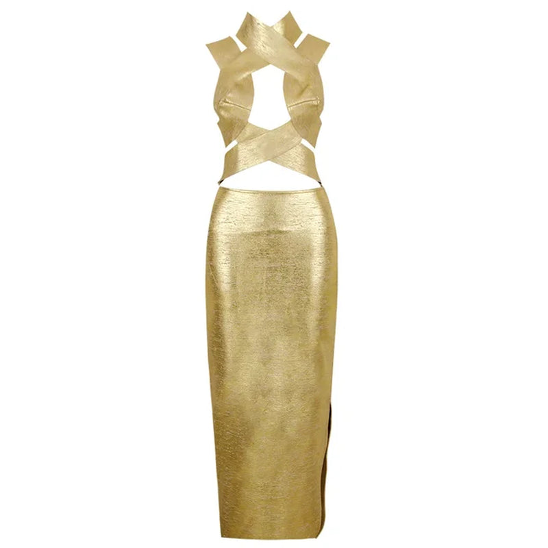 Chic Hollow Out Halter Dress for Night Out