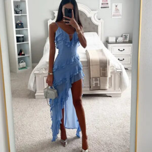 Chic Irregular Solid Color Strap Dress for Every Occasion