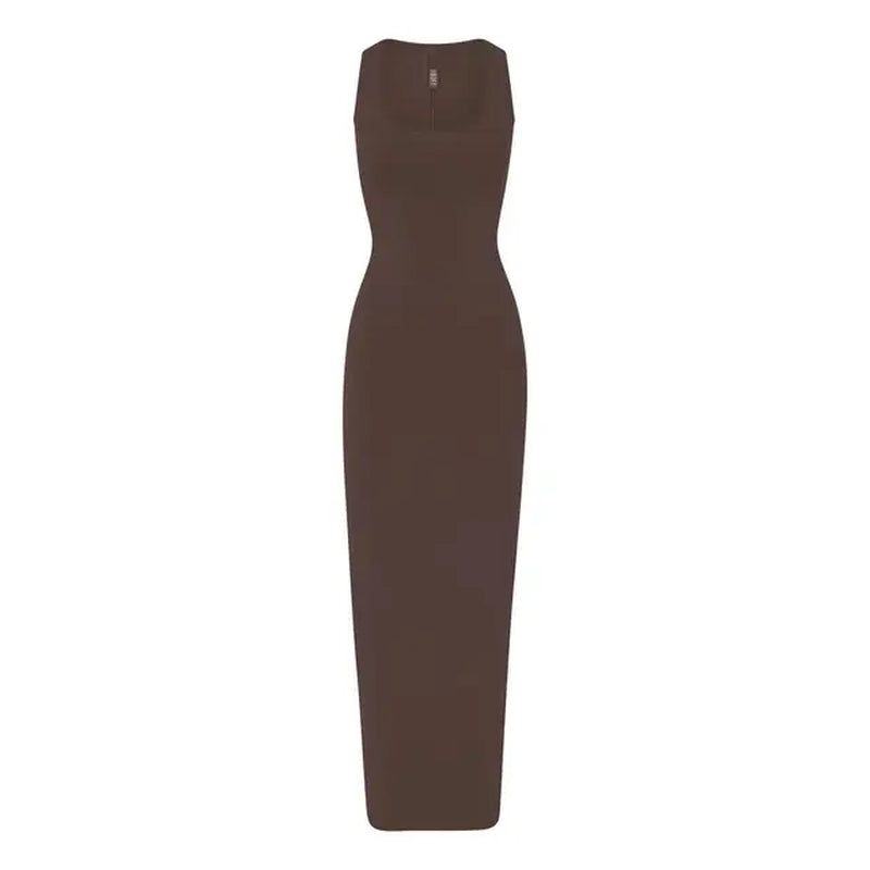 Chic Retro Split U-Neck Tank Dress for Women