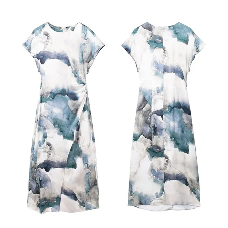 Chic Short Sleeve Tie Dye Dress for Women
