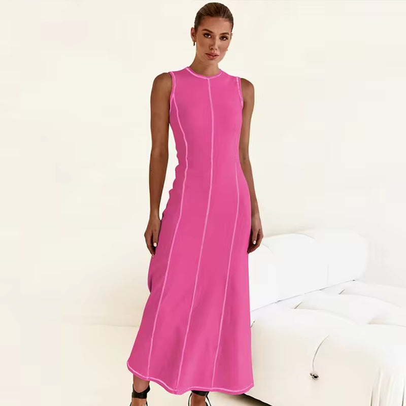 Chic Sleeveless A-Line Knitted Dress with Y2K Vibe