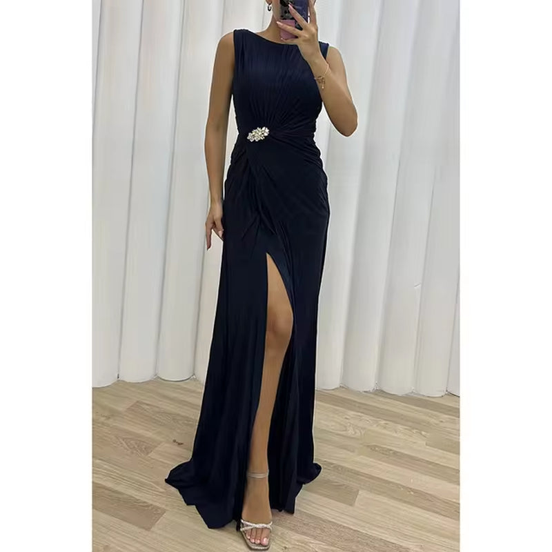 Chic Sleeveless Split Casual Evening Dress for Women