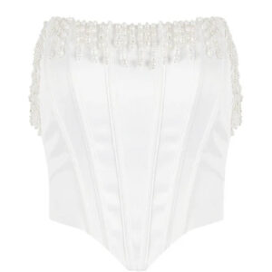 Chic Strapless Beaded Corset Crop Top for Women