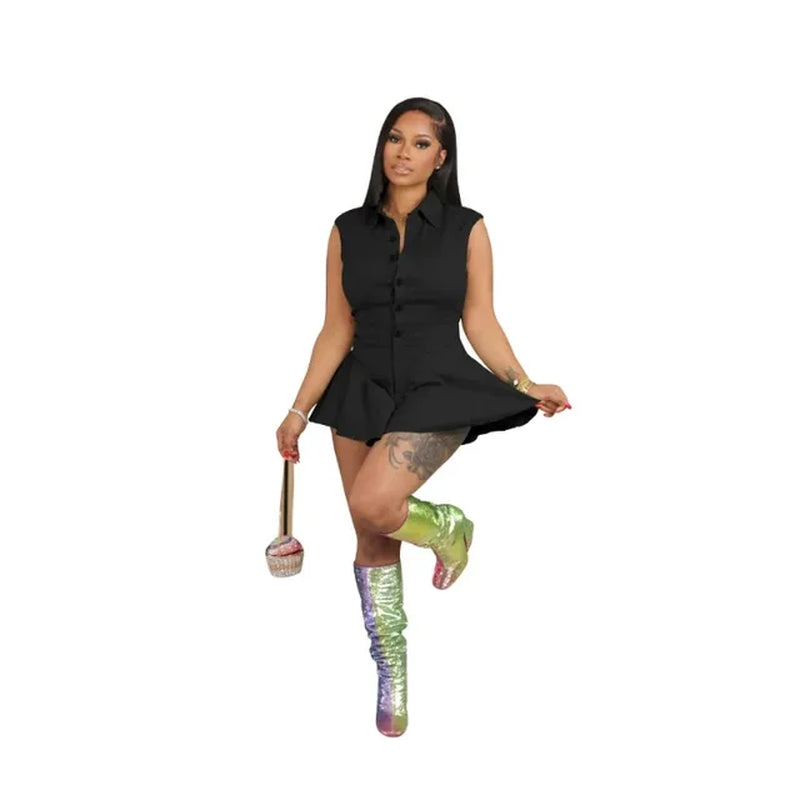 Chic Summer Sleeveless Button-Up Playsuit for Women