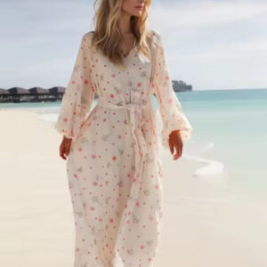 Chic V-Neck Chiffon Beach Dress for Summer Holidays