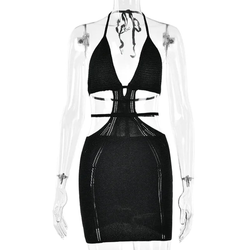 Cut Out Backless Knit Maxi Dress for Summer