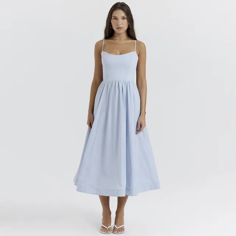 Elegant A-Line Backless Skirt with Pleated Waist for Women