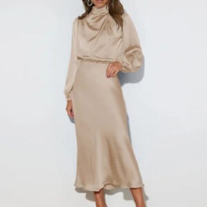 Elegant A-Line Black Satin Evening Dress for Women