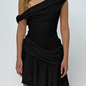 Elegant Asymmetrical Hem Mini Dress for Parties