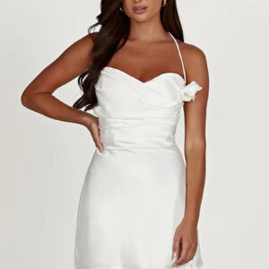 Elegant Backless Floral Halter Mini Dress for Summer