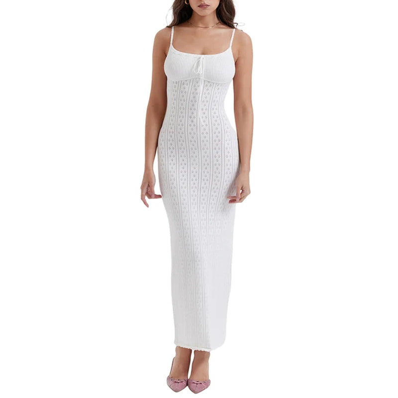 Elegant Backless Knitted Maxi Dress for Women
