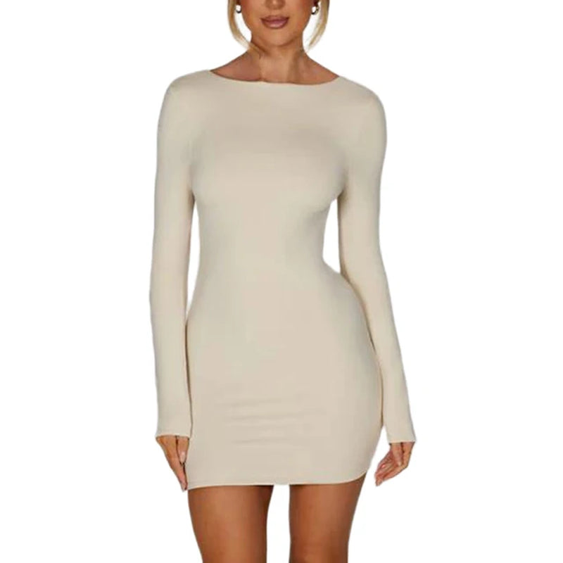 Elegant Backless Long Sleeve Mini Dress for Women