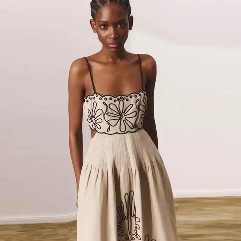 Elegant Backless Midi Dress for Women - Summer Fashion