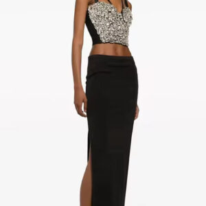 Elegant Black Maxi Bandage Skirt Set for Summer Nights