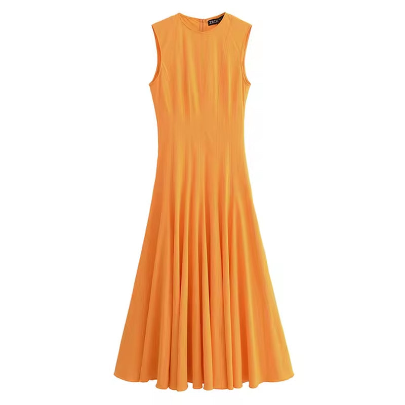 Elegant Casual Sleeveless A-Line Midi Dress for Women