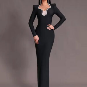 Elegant Crystal Mesh Maxi Dress for Cocktail Parties