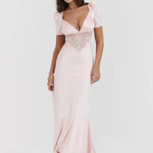 Elegant Floral Lace Maxi Dress for Summer Parties
