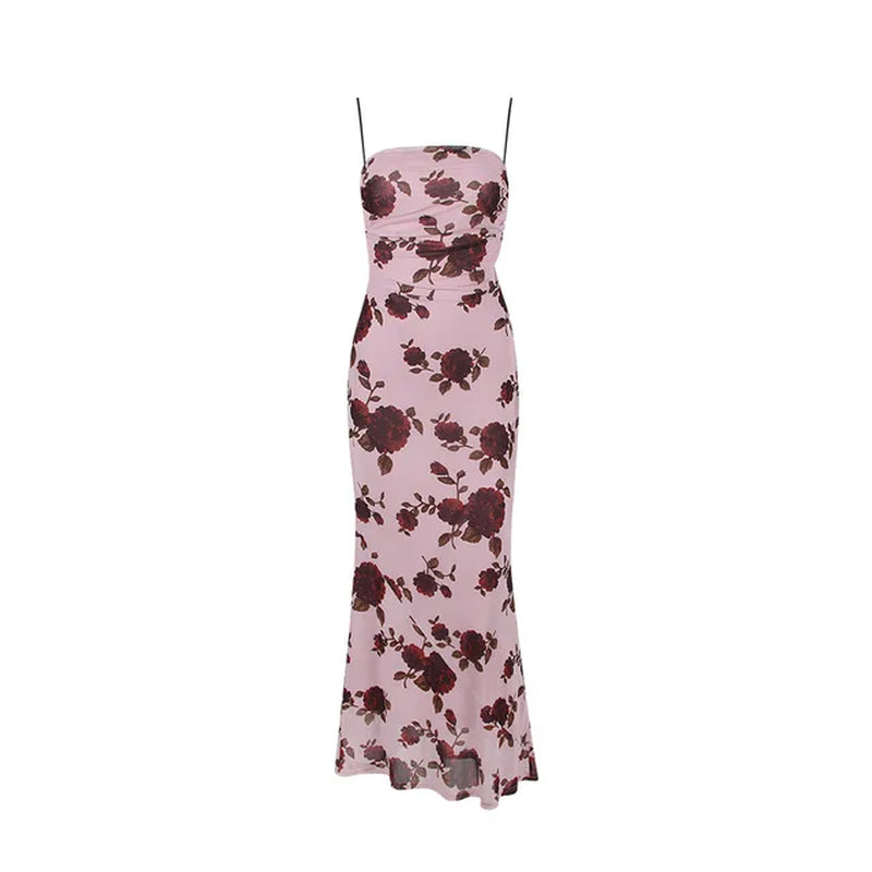 Elegant Floral Sheer Mesh Bodycon Midi Dress for Women