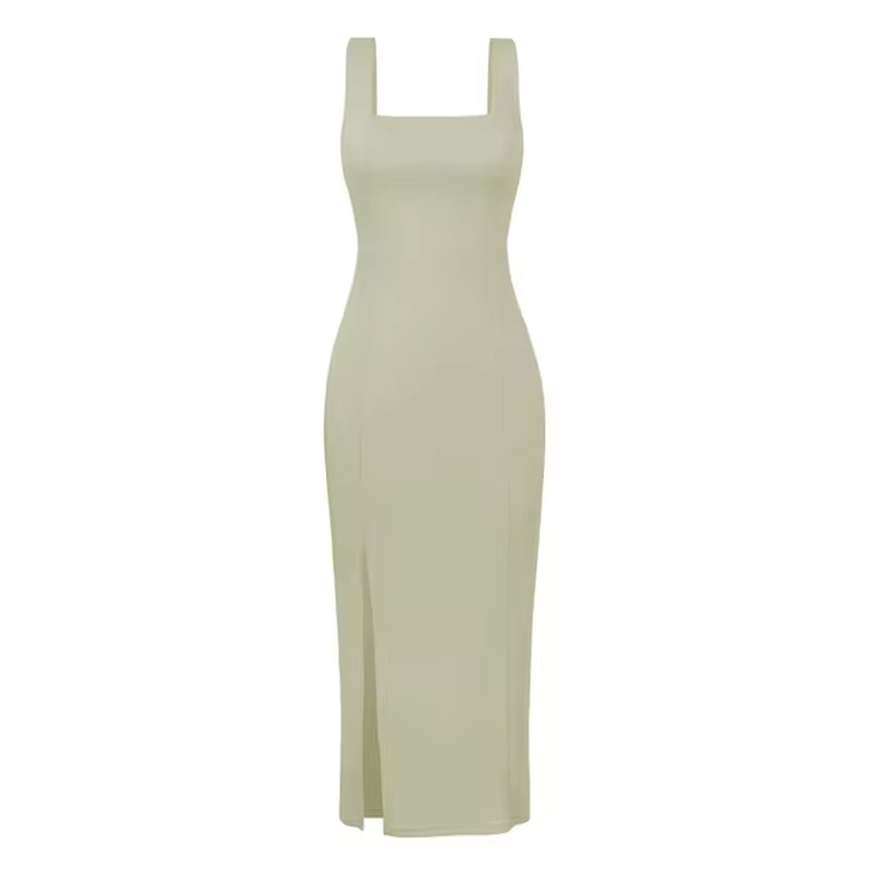 Elegant French Sling Split Dress for Spring/Summer Fashion