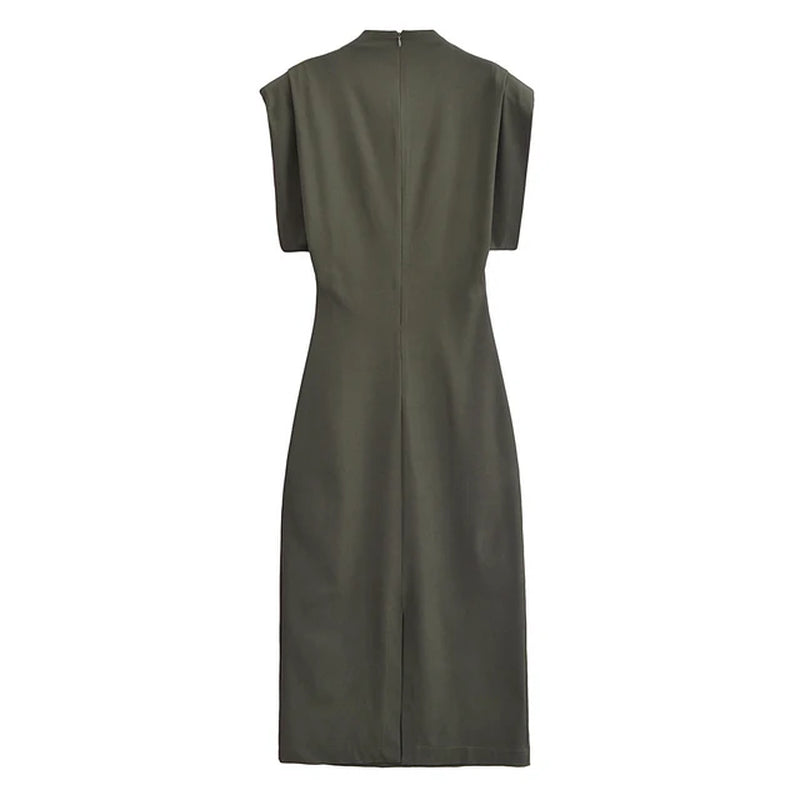 Elegant Half Turtleneck Bodycon Midi Dress for Women