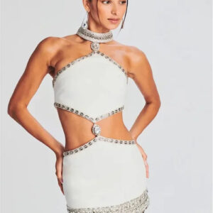 Elegant Halter Cut Out Crystal Mini Dress for Parties