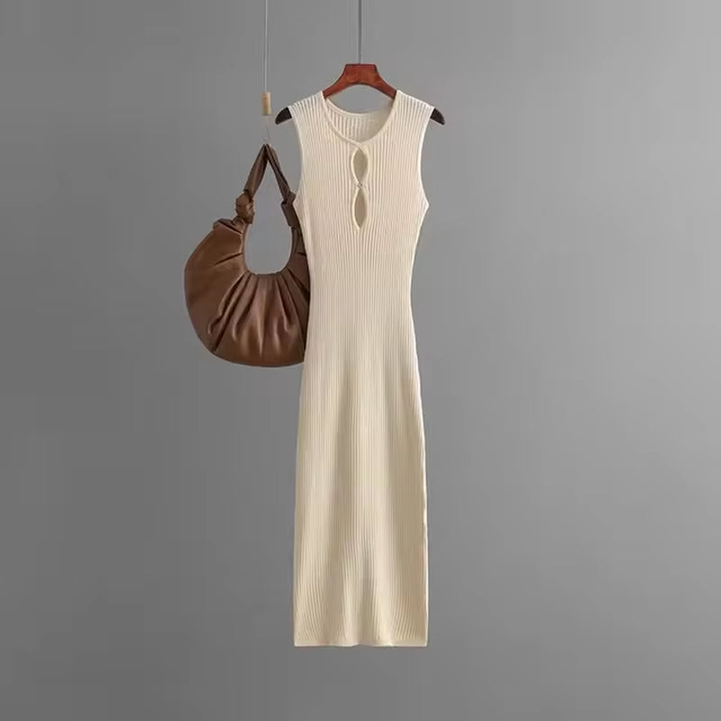 Elegant Hollow Out Knit Dress for Women - Summer Style