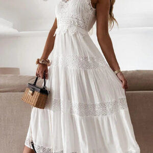 Elegant Hollow-Out Lace Summer Dress for Women