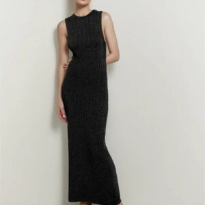 Elegant Knitted Sleeveless Maxi Dress for Beach Vacations