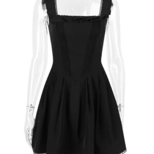 Elegant Lace Trim Ruffle Mini Dress for Summer