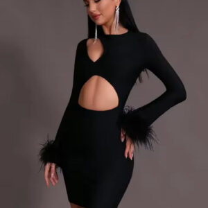 Elegant Long Sleeve Hollow Bandage Dress for Women