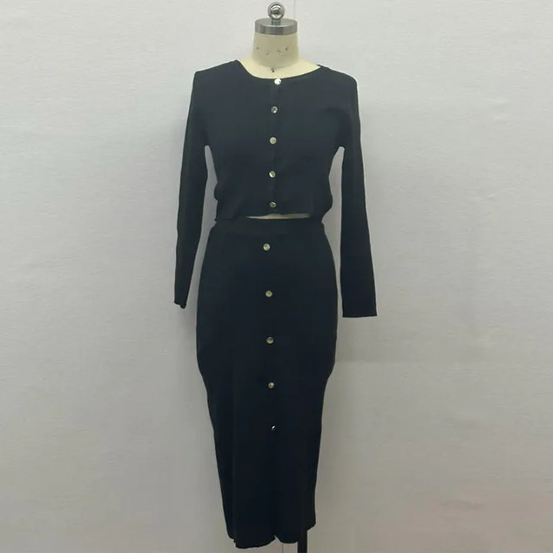 Elegant Long Sleeve Knitted Bodycon Midi Dress for Women